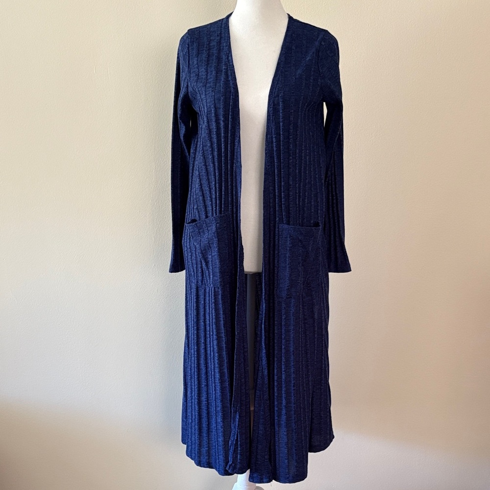 LuLaRoe Heathered Navy Blue Long Cardigan